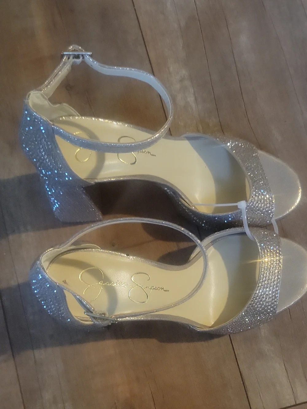 JESSICA SIMPSON Embellished Metallic Gold Platform Sandal with Ankle Strap